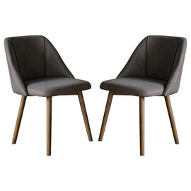 Elliata Slate Grey Fabric Dining Chairs In Pair