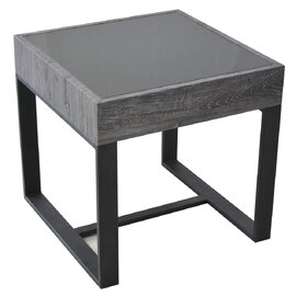 Ellis Glass Square End Table With Matt Black Metal Frame