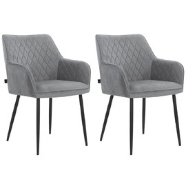 Elmaro Grey Velvet Dining Chairs in Pair