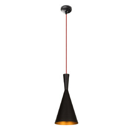 Elmas Metal Cone Pendant Light in Black and Red