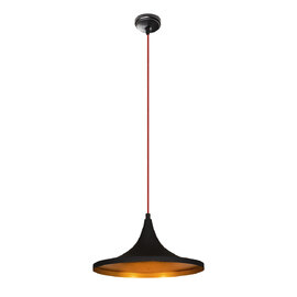 Elmas Metal Wide Shade Pendant Light in Black and Red