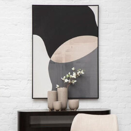 Elmiron Canvas Abstract Design Wall Art with Black Wooden Frame in Multicolour