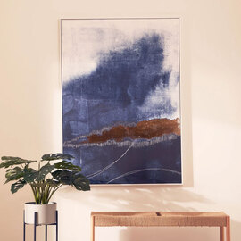 Elmiron Canvas Abstract Wall Art with Gold Accents in Blue