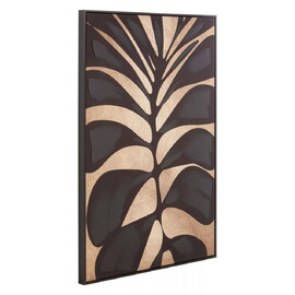 Elmiron Canvas Leaf Design Wall Art in Black and Gold