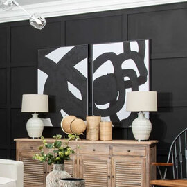 Elmiron Canvas Set of 2 Abstract Wall Art in Black and White