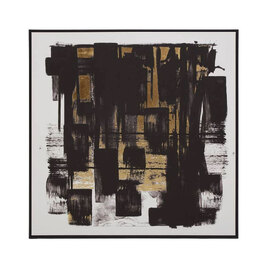 Elmiron Canvas Wall Art with Wooden Frame in Black White and Gold