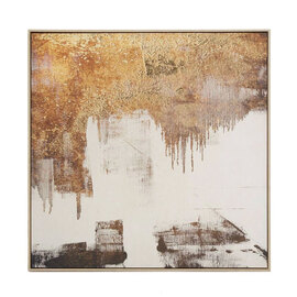 Elmiron Square Canvas Abstract Gold Foil Wall Art with Wooden Frame