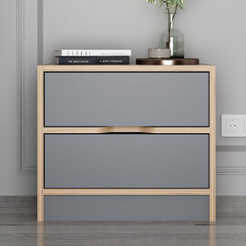 Eloria Wooden Bedside Cabinet with 3 Drawers in Walnut and Anthracite