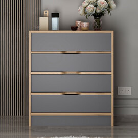 Eloria Wooden Chest Of 5 Drawers in Walnut and Anthracite