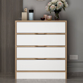 Eloria Wooden Chest Of 5 Drawers in Walnut and White