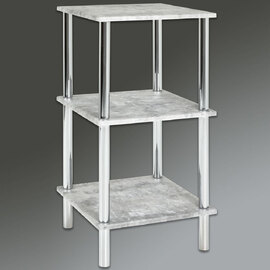 Eloy Wooden Shelving Unit With Chrome Frame In Concrete