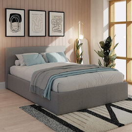 Eltham End Lift Fabric Ottoman Double Bed In Grey