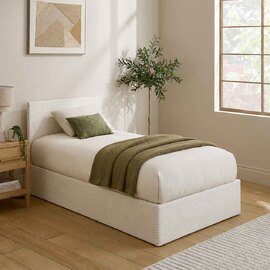 Eltham End Lift Fabric Ottoman Storage Single Bed in Cream