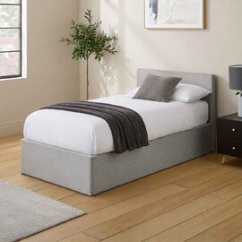 Eltham End Lift Fabric Ottoman Storage Single Bed in Grey