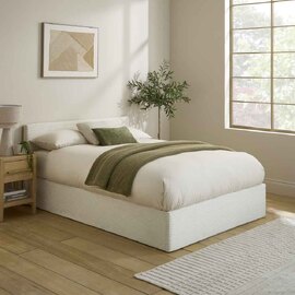 Eltham End Lift Fabric Ottoman Storage Small Double Bed in Cream