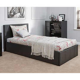 Eltham End Lift PU Leather Ottoman Single Bed In Black