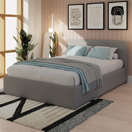 Eltham Side Lift Fabric Ottoman Small Double Bed In Grey