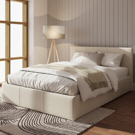 Eltham Side Lift Fabric Ottoman Small Double Bed In Natural
