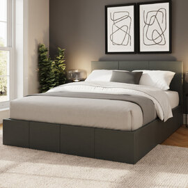 Eltham Side Lift PU Leather Ottoman Small Double Bed In Grey