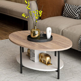Elviana Wooden Coffee Table with Undershelf in Oak and White
