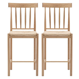 Elvira Natural Wooden Bar Chairs With Rope Seat In Pair