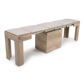 Elvora Wooden Extending Dining Bench with Fabric Seat in Oak