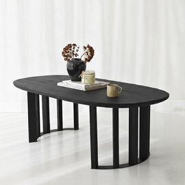Elysia Oval Solid Wood Coffee Table in Anthracite