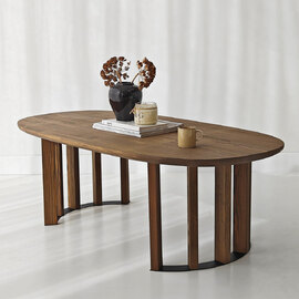 Elysia Oval Solid Wood Coffee Table in Walnut