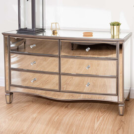 Elyssa Mirrored Chest 6 Of Drawers In Silver