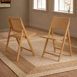 Elzario Ash Rattan Dining Chairs in Pair