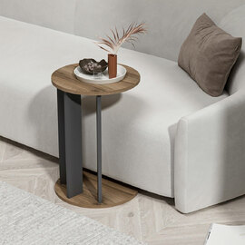 Ema Wooden Side Table in Walnut and Anthracite