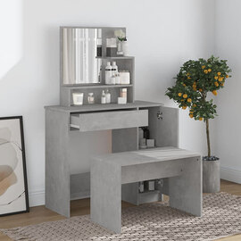 Emery Wooden Dressing Table Set In Concrete Effect
