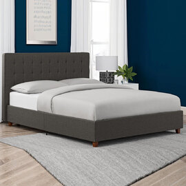Emilia Fabric Double Bed In Grey