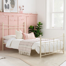 Emilia Metal Single Bed In Cream