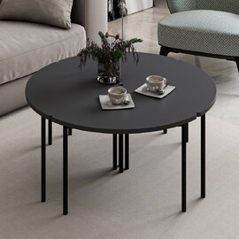 Emma Round Wooden Coffee Table in Anthracite