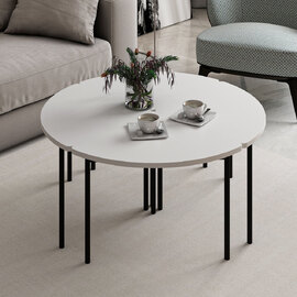 Emma Round Wooden Coffee Table in White