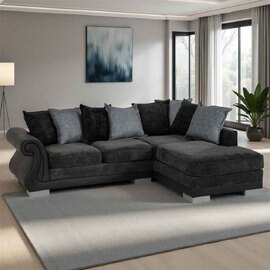 Emmaus Fabric Corner Sofa In Dark Grey