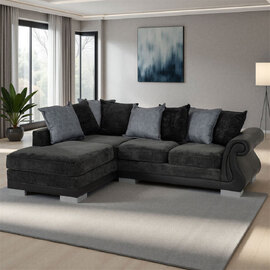 Emmaus Fabric Left Hand Corner Sofa In Dark Grey