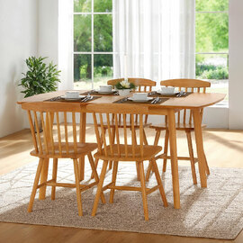 Emmett Wooden Extending Dining Table With 4 Chairs In Natural Oak