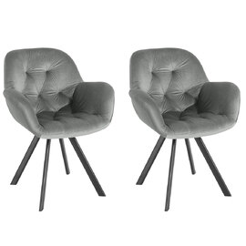 Emonte Grey Velvet Dining Chairs in Pair