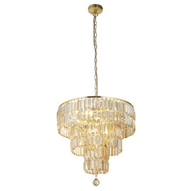 Empire 5 Light Champagne Glass Pendant Light In Satin Brass