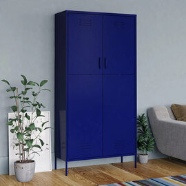 Emrik Steel Wardrobe With 2 Doors In Navy Blue