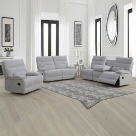 Encino Fabric Recliner Sofa Suite In Grey