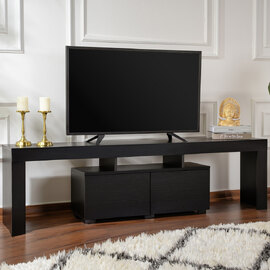 Enclor Wooden TV Stand with 2 Flap Doors in Black