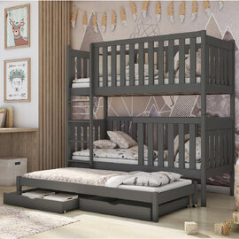 Enid Wooden Bunk Bed Without Mattress And Trundle In Graphite