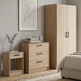 Enigma Wooden 3 Piece Bedroom Set in Jackson Hickory