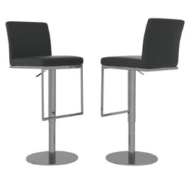 Enzi Black Faux Leather Bar Chairs With Steel Base In Pair