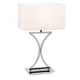 Epalle White Fabric Table Lamp In Chrome
