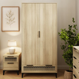 Epping Wooden Wardrobe With 2 Doors - Oak