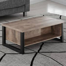 Erbil Rectangular Wooden Coffee Table In Tobacco Oak
